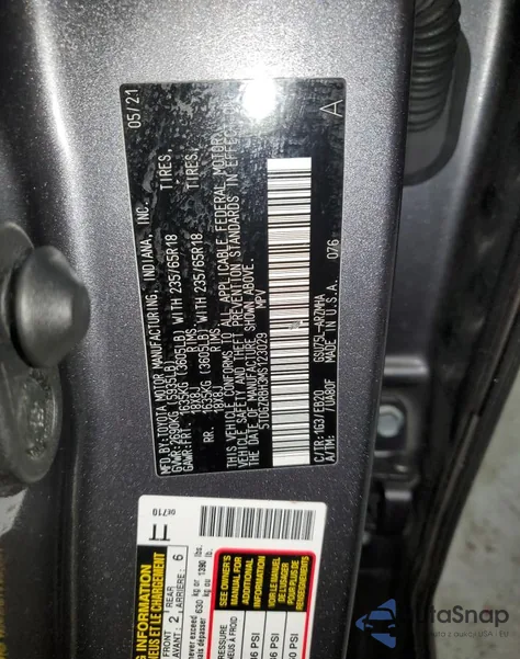 2021 Toyota Highlander Xle from USA, damaged, VIN 5TDGZRBH3MS123029